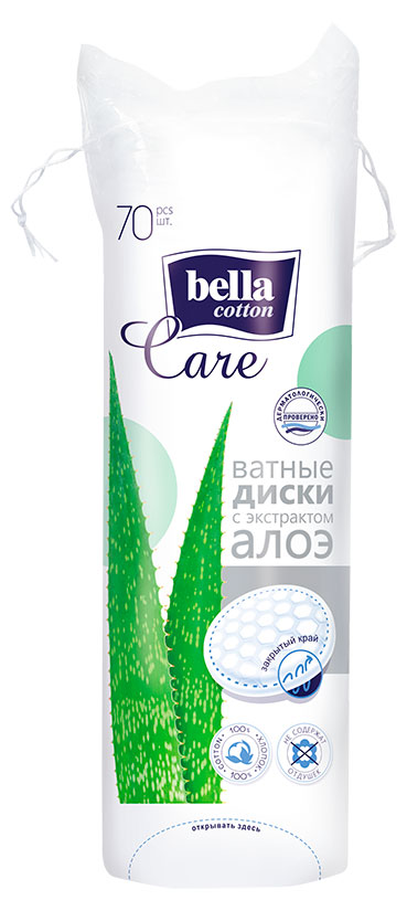 

Ватные диски Bella Cotton с экстрактом алоэ, 70 шт