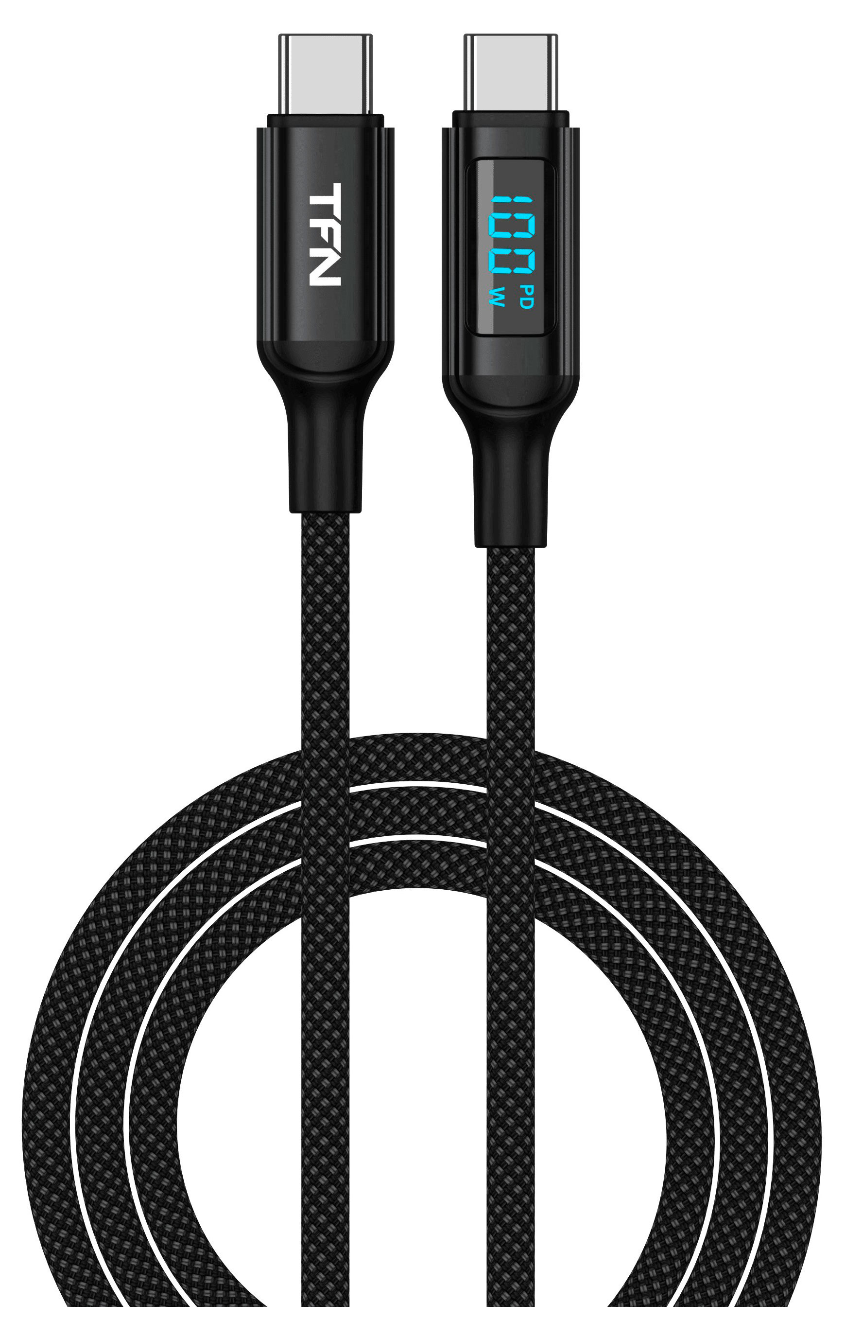 

Кабель TFN Type-C 100 Вт дисплей черный, 1,5 м