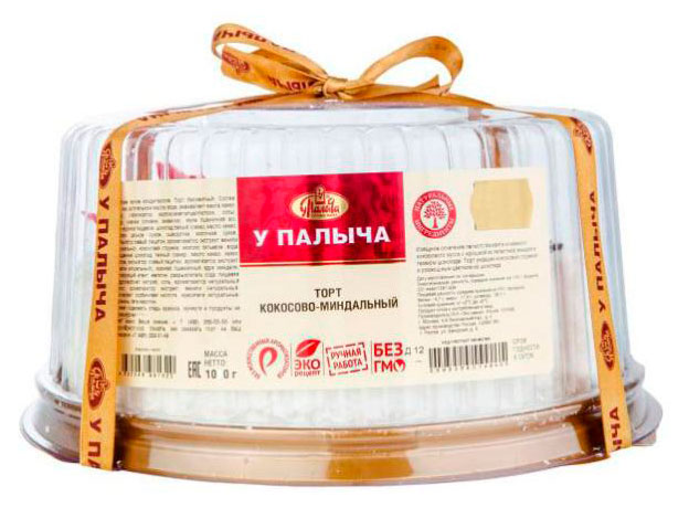 

Торт бисквитный У Палыча кокосово-миндальный в темном шоколаде с кокосовой стружкой охлажденный, 1 кг