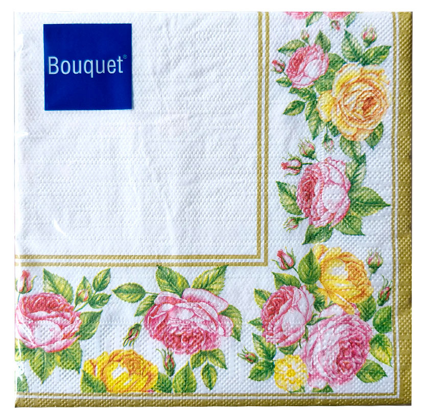 

Салфетки бумажные Bouquet Скатерть с розами 33х33 см, 20 шт