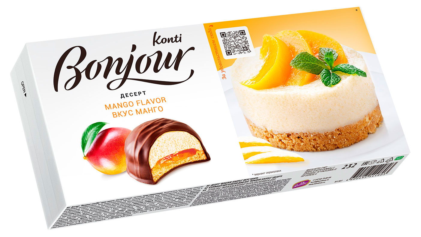 

Десерт Bonjour Konti со вкусом манго, 232 г