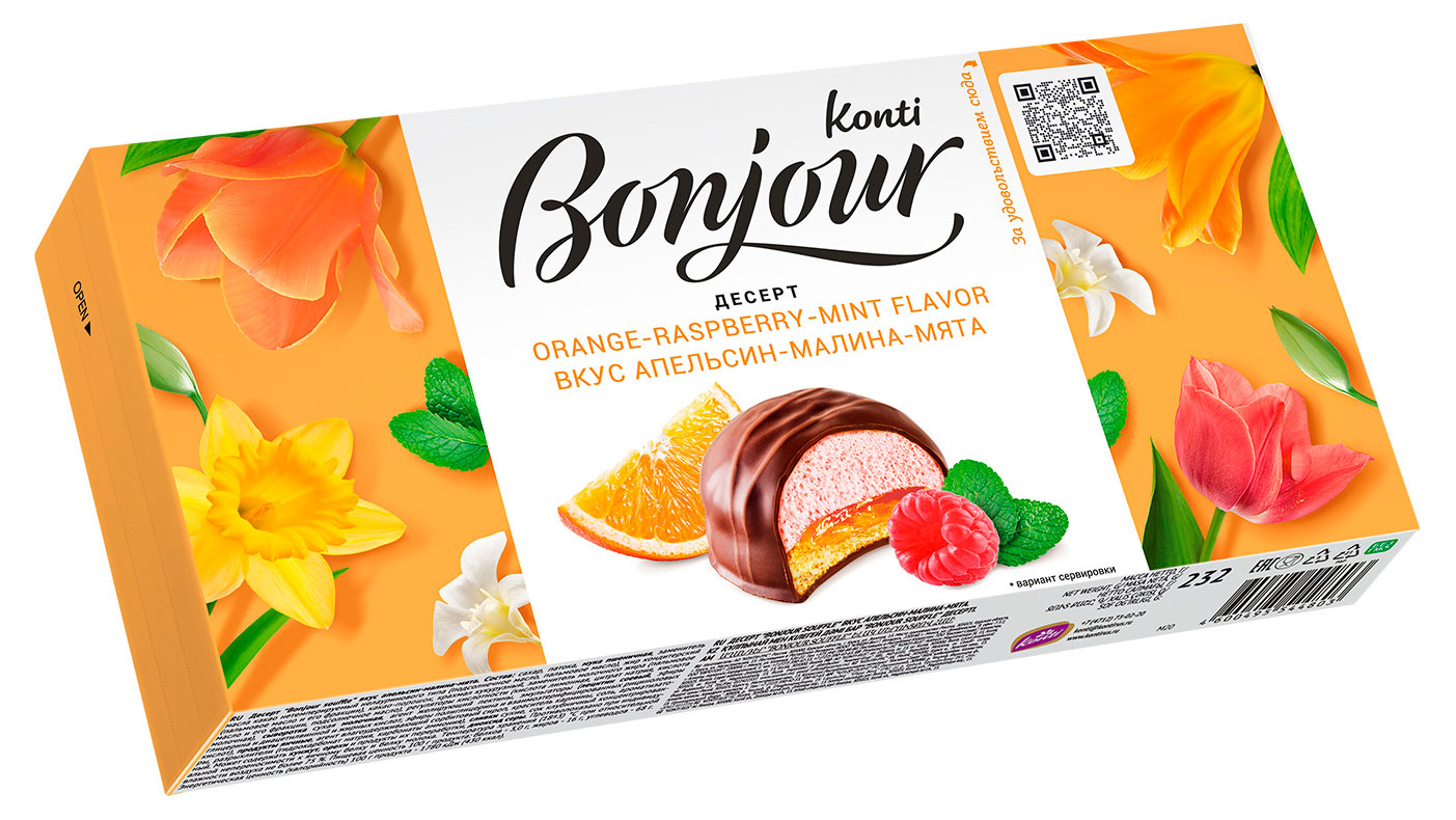 

Десерт Bonjour Konti апельсин-малина-мята, 232 г