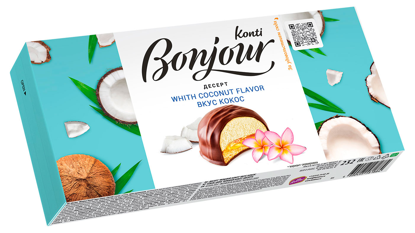 

Десерт Bonjour Konti со вкусом кокоса, 232 г