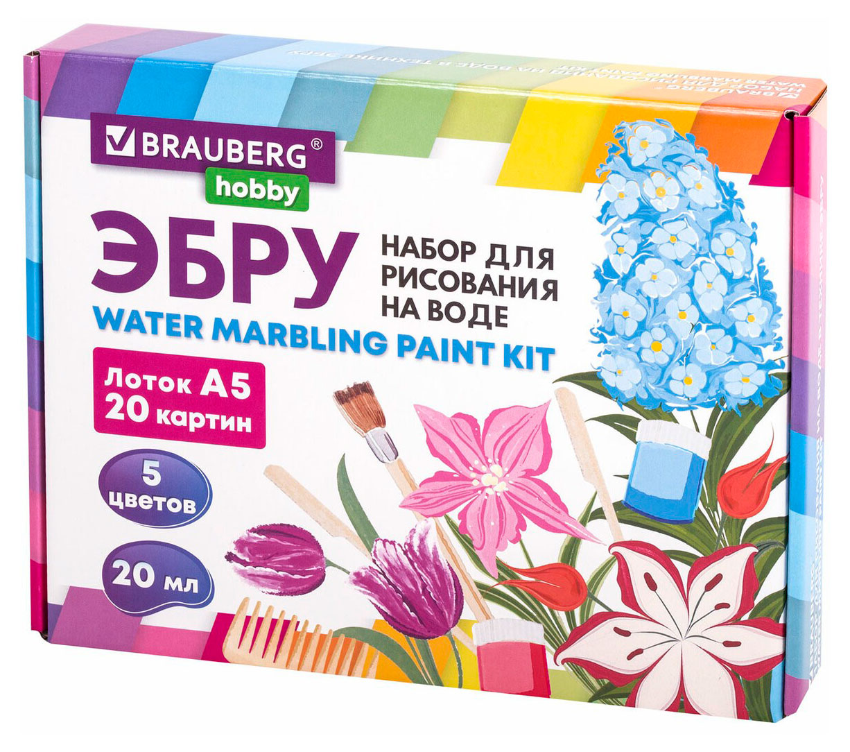 

Набор для рисования BRAUBERG HOBBY Эбру на воде, 5 цветов