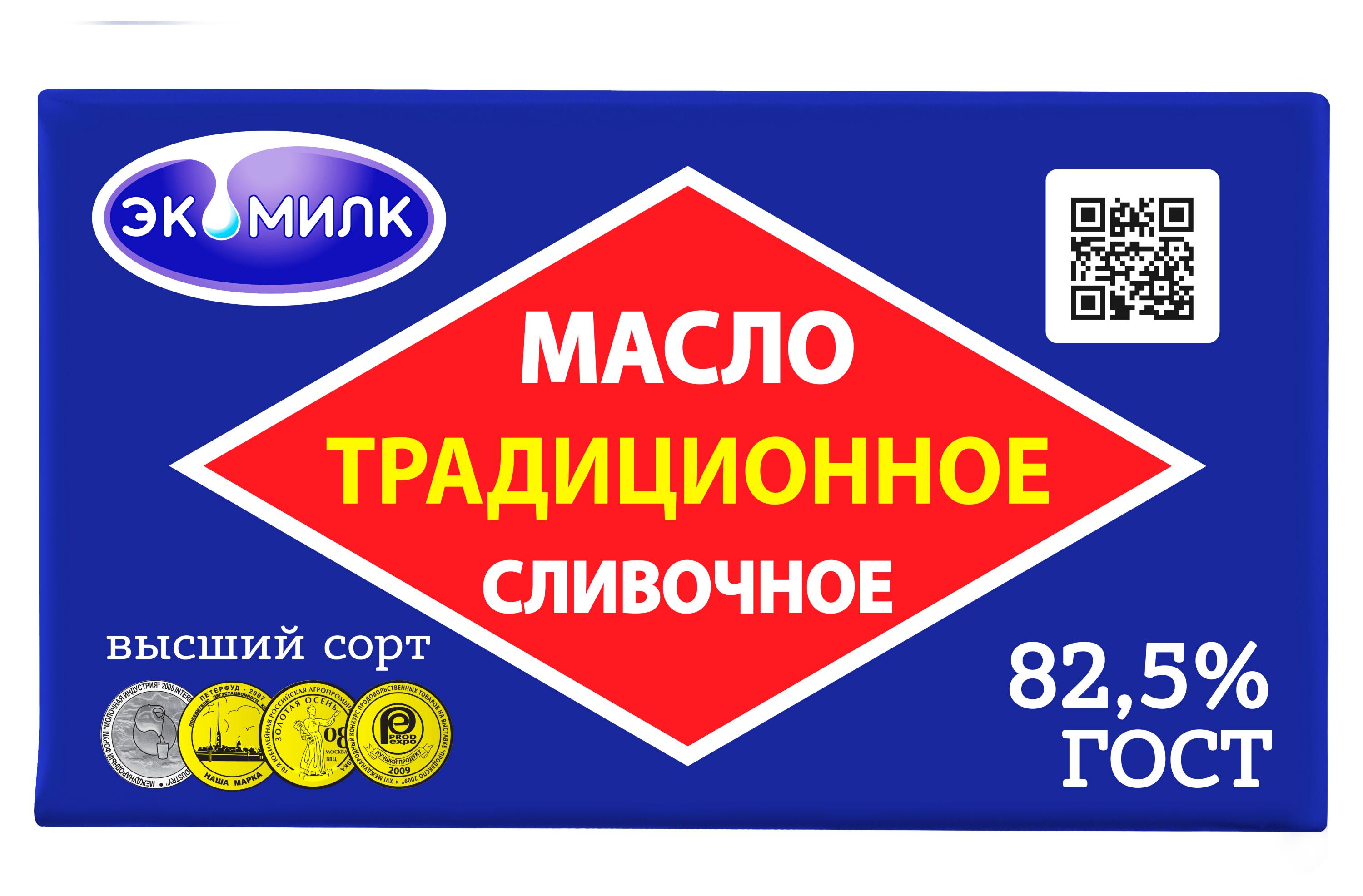 

Масло сладкосливочное Экомилк Традиционное несоленое 82,5%, 160 г
