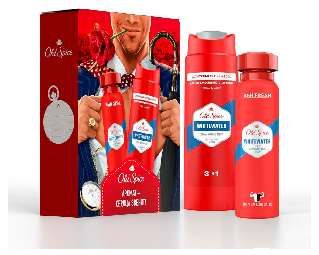 

Набор подарочный Old Spice Whitewater Дезодорант-спрей, 150 мл + Шампунь-гель для душа 3в1, 250 мл