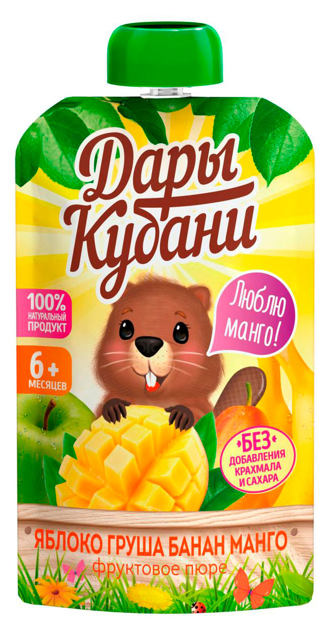 

Пюре Дары Кубани яблоко груша банан манго, 90 г