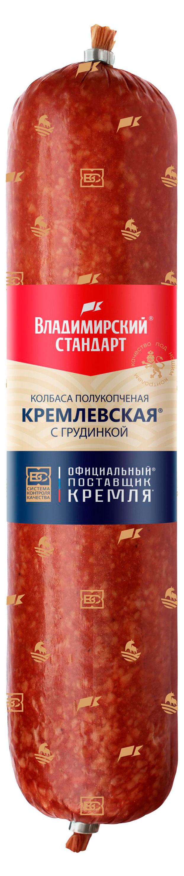 

Колбаса полукопченая Владимирский стандарт Кремлевская с грудинкой, ~ 0,5 кг