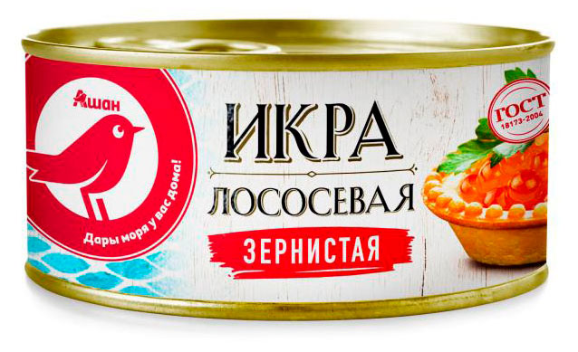 

Икра АШАН Красная птица лососевая зернистая, 140 г