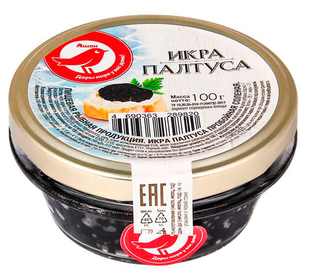 

Икра палтуса АШАН Красная птица, 100 г