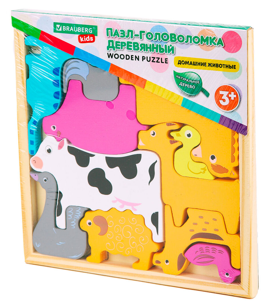 

Пазл-головоломка Brauberg Kids деревянная Домашние животные
