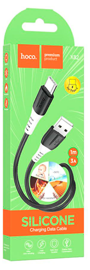 

Кабель HOCO X82 USB-TYPE-C 3А силиконовый черный, 1 м