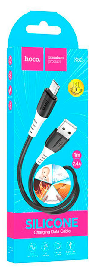 

Кабель HOCO X82 USB-MICRO 2.4А силиконовый черный, 1 м