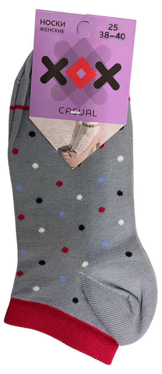 

Носки женские укороченные ХОХ горошек серые, р. 25