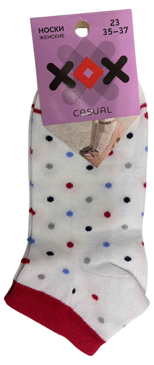 

Носки женские укороченные ХОХ горошек белые, р. 23