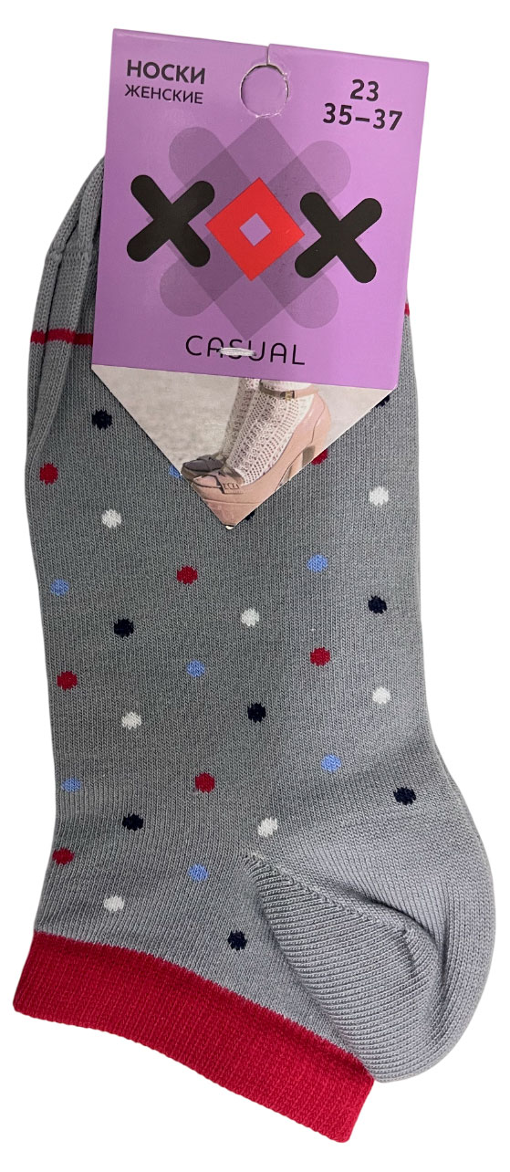 Изображение товара Носки женские укороченные ХОХ горошек серые, р. 23
