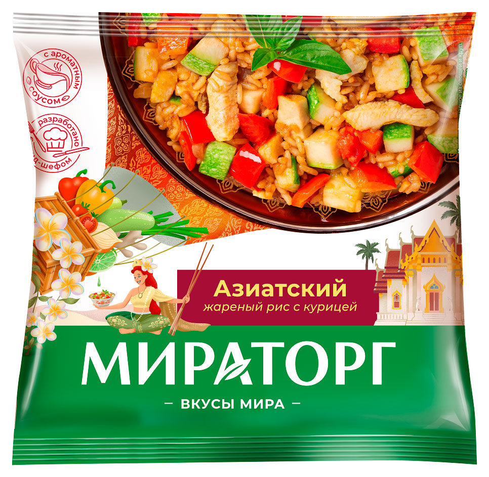 

Смесь овощная Мираторг Рис жареный с курицей Азиатский замороженная, 400 г