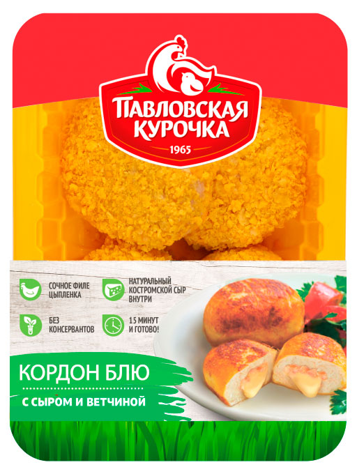 

Котлета куриная Кордон Блю Павловская курочка с ветчиной и сыром, 400 г