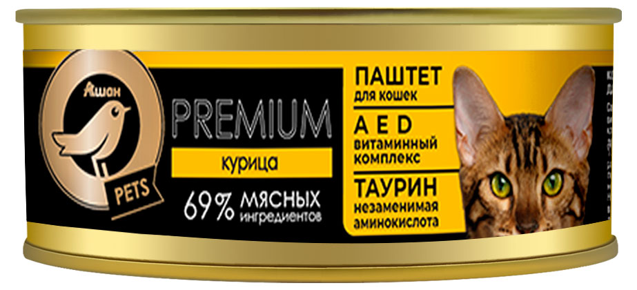 

Влажный корм для кошек АШАН Золотая птица паштет с курицей, 100 г