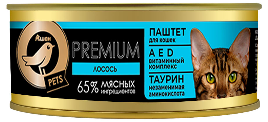 

Влажный корм для кошек АШАН Золотая птица паштет с лососем, 100 г