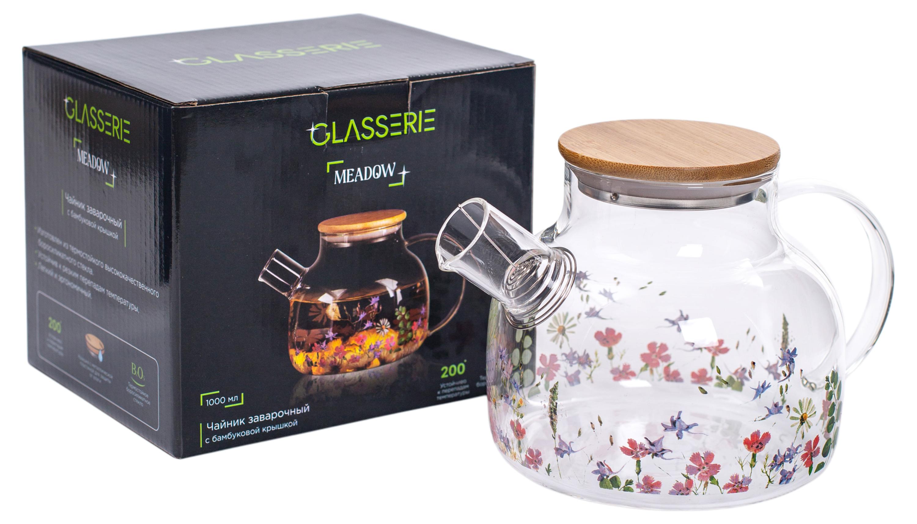 

Чайник заварочный Glasserie Meadow с бамбуковой крышкой, 1 л