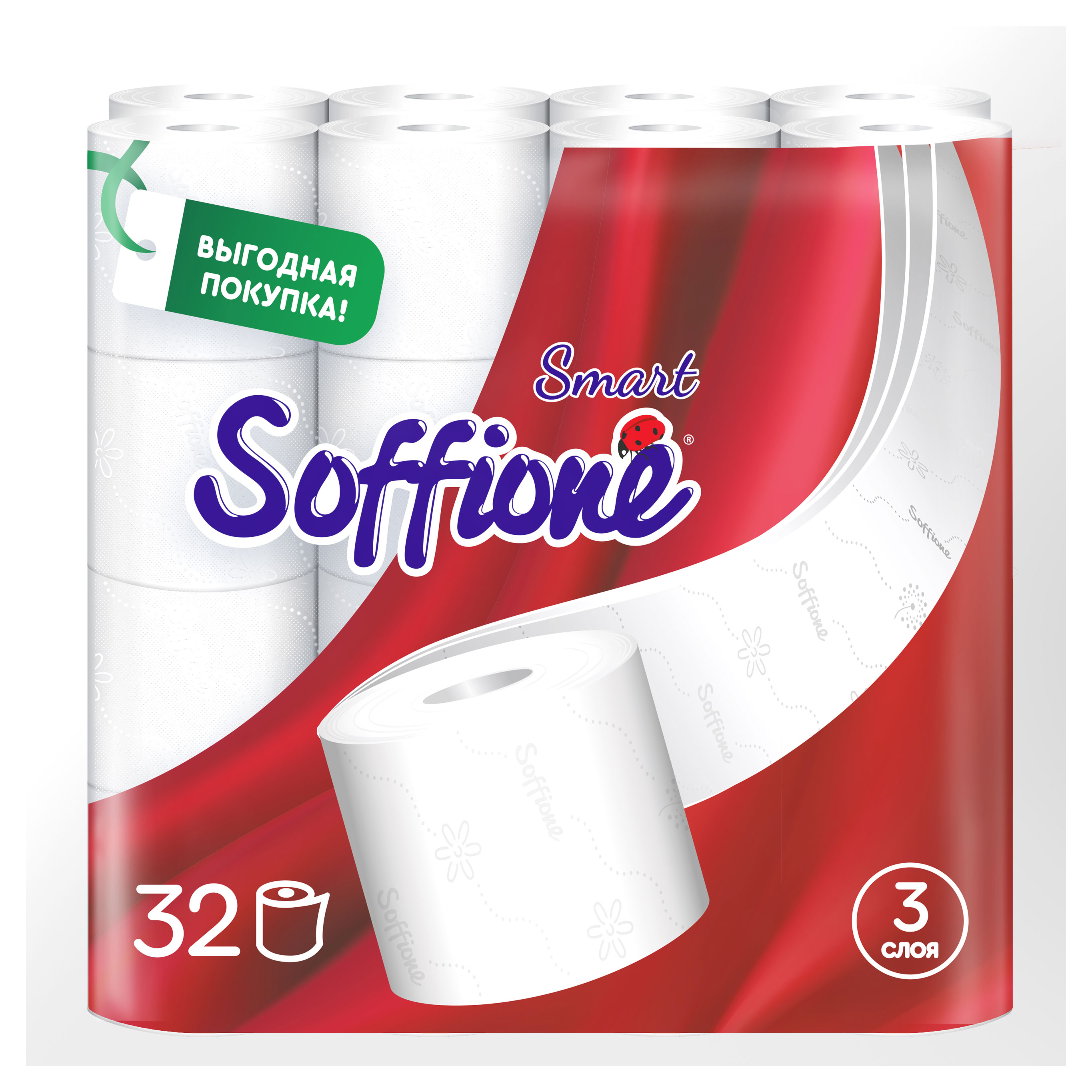 

Туалетная бумага Soffione Smart 3 слоя, 32 рулона