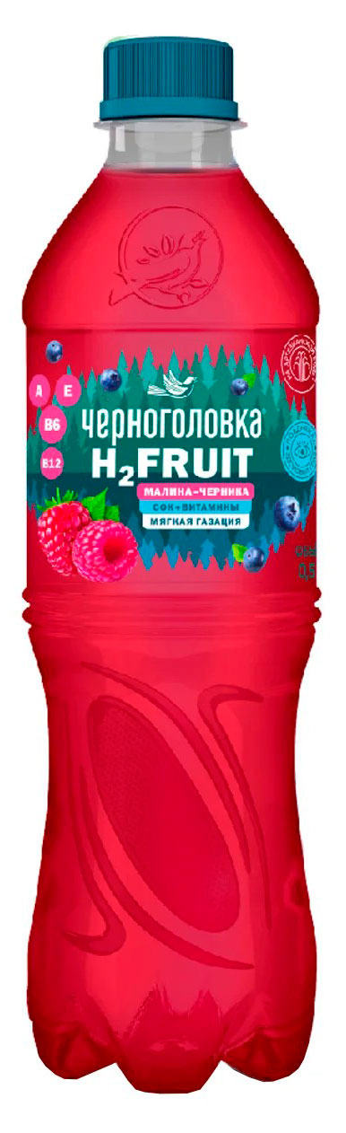 Черноголовка | Вода «Черноголовка» H2FRUIT газированная малина черника, 500 мл
