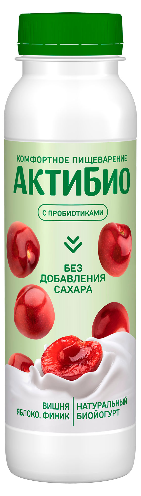 

Йогурт питьевой АктиБио с яблоком вишней и фиником без сахара 1,5% БЗМЖ 260 г