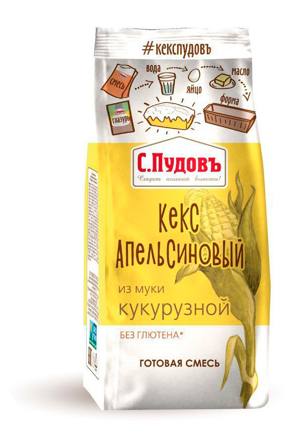 

Смесь для выпечки безглютеновая С.Пудовъ Кекс апельсиновый, 300 г