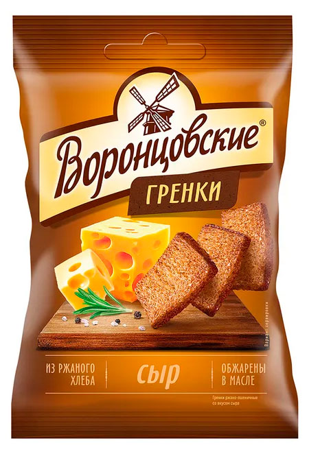 

Гренки ржано-пшеничные Воронцовские со вкусом сыра, 60 г