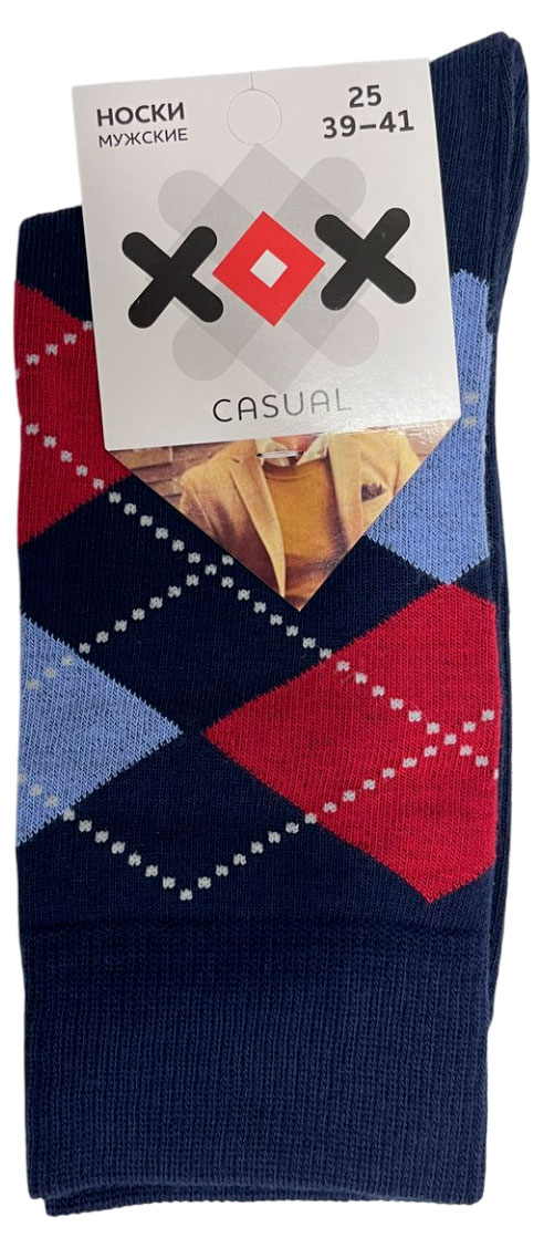 Изображение товара Носки мужские ХОХ Casual ромбы темно-синие, р 25