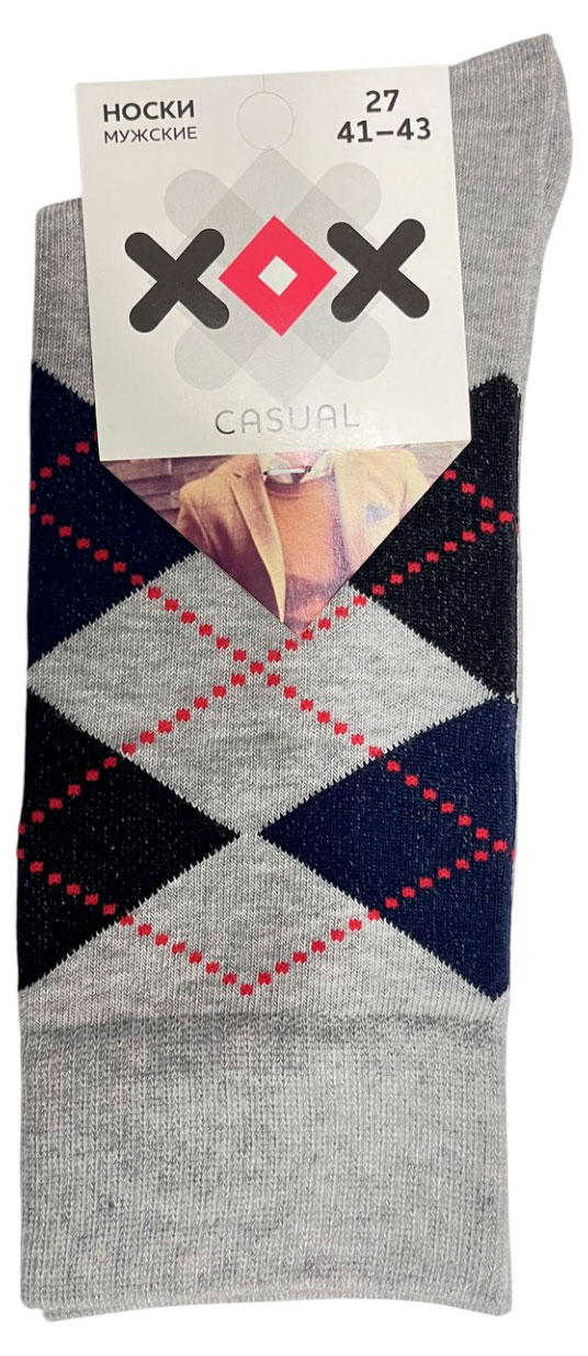 

Носки мужские ХОХ Casual ромбы серые, р 27