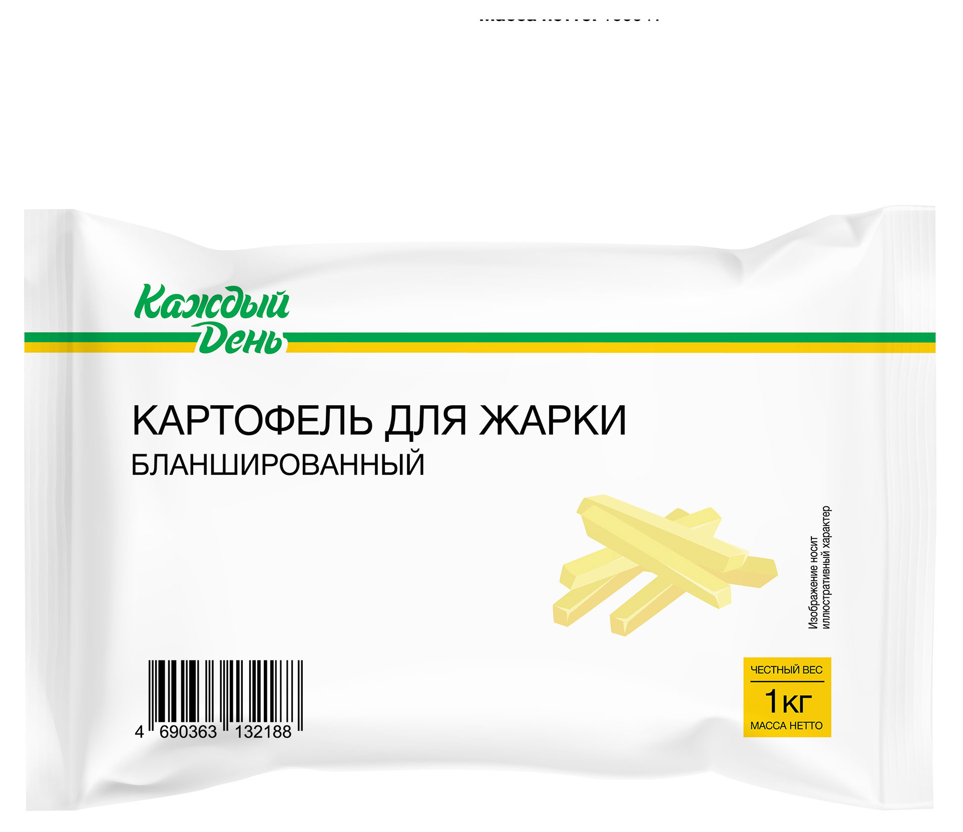 

Картофель для жарки Каждый день бланшированный замороженный, 1 кг