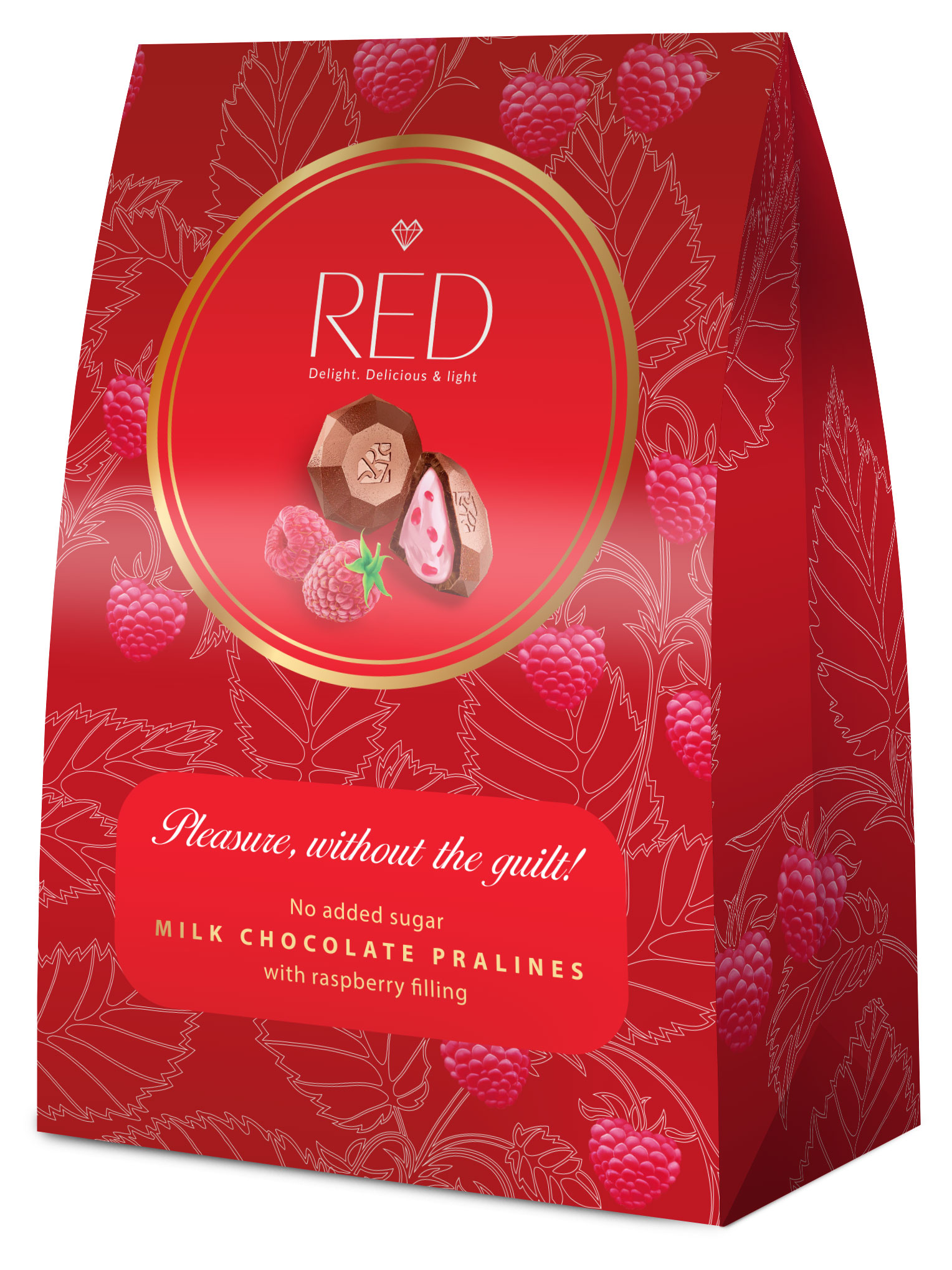 

Конфеты RED из молочного шоколада с малиновой начинкой без сахара, 100 г