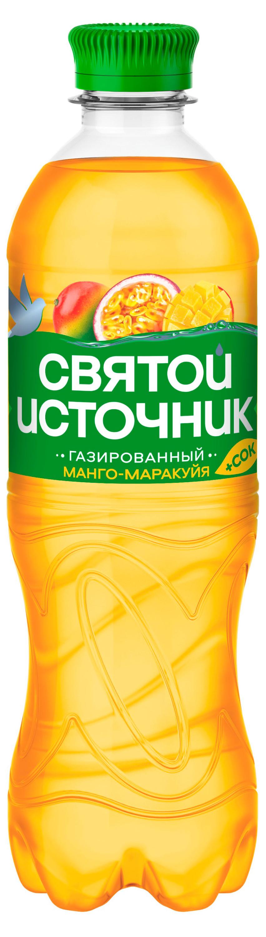 Святой Источник | Вода питьевая «Святой Источник» газированная с соком манго, 500 мл