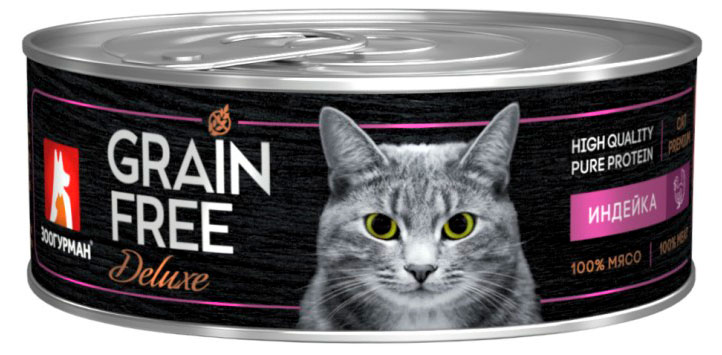 Изображение товара Влажный корм для кошек «Зоогурман» Grain Free Deluxe Индейка, 100 г