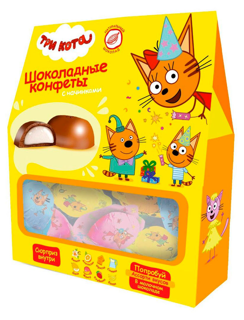 

Конфеты шоколадные Viva Choco Три кота Время сюрпризов ассорти вкусов, 120 г