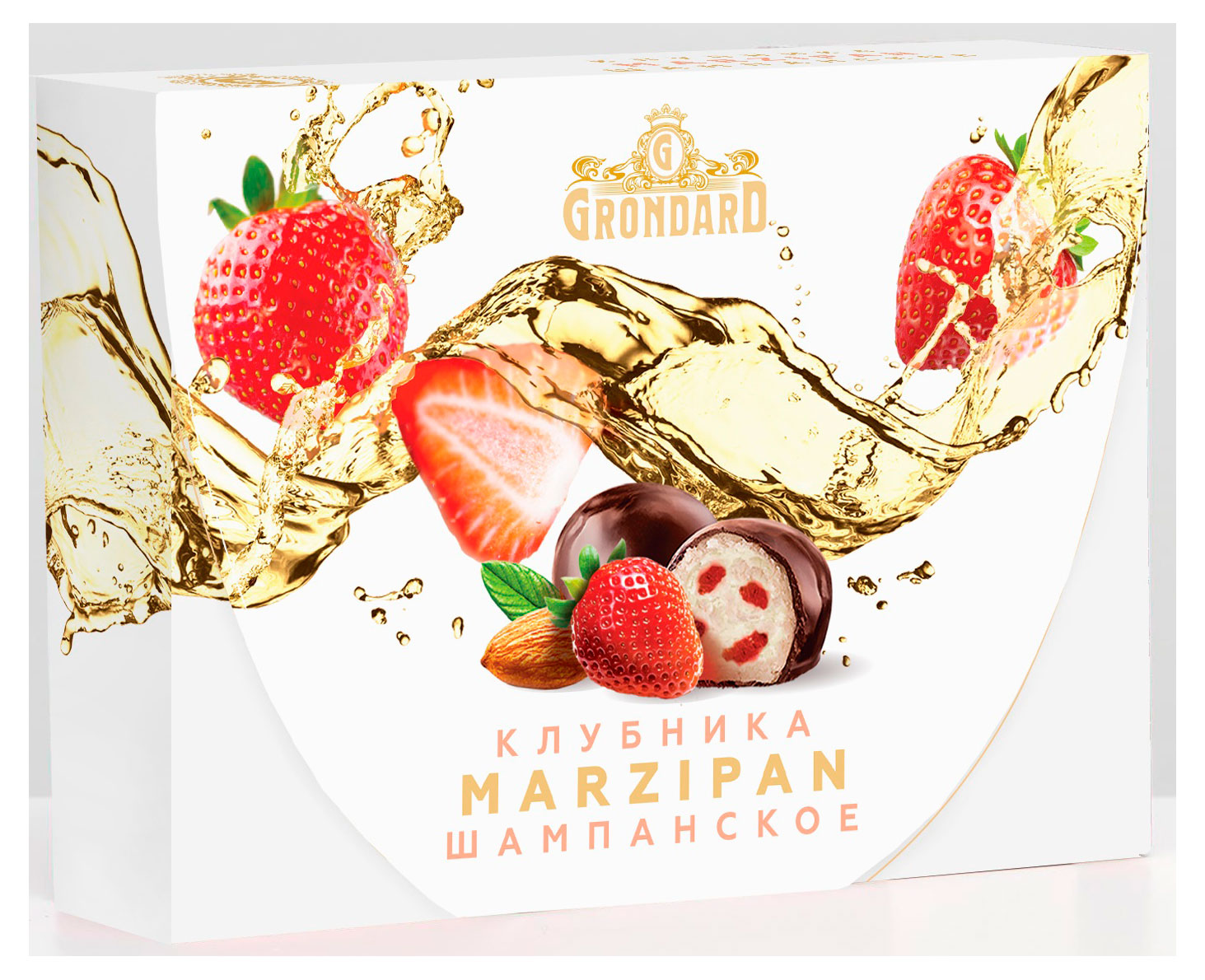 

Конфеты GRONDARD Марципановые с кусочками клубники и шампанским, 98 г