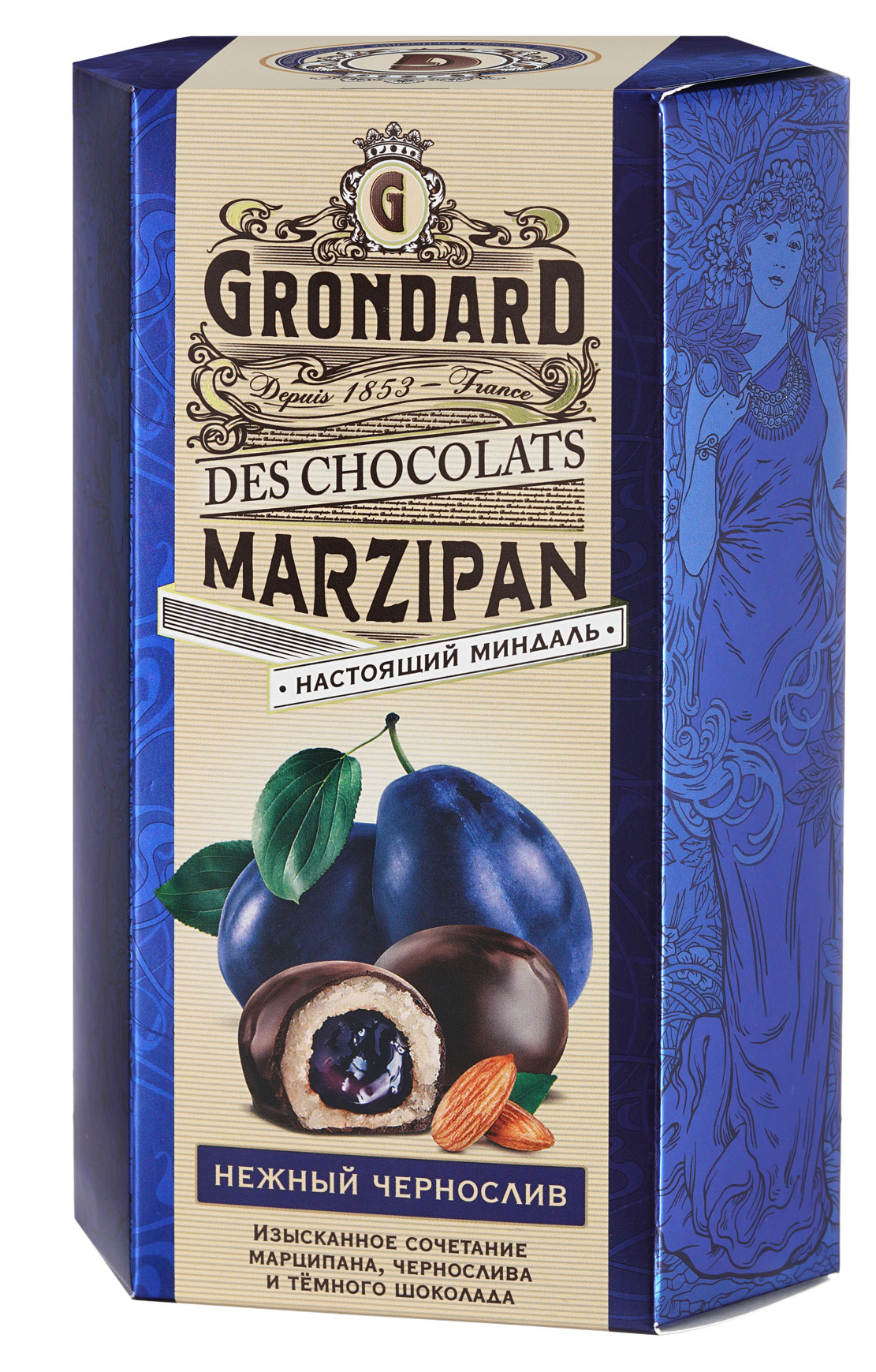 

Конфеты GRONDARD марципан в шоколаде с черносливом, 140 г