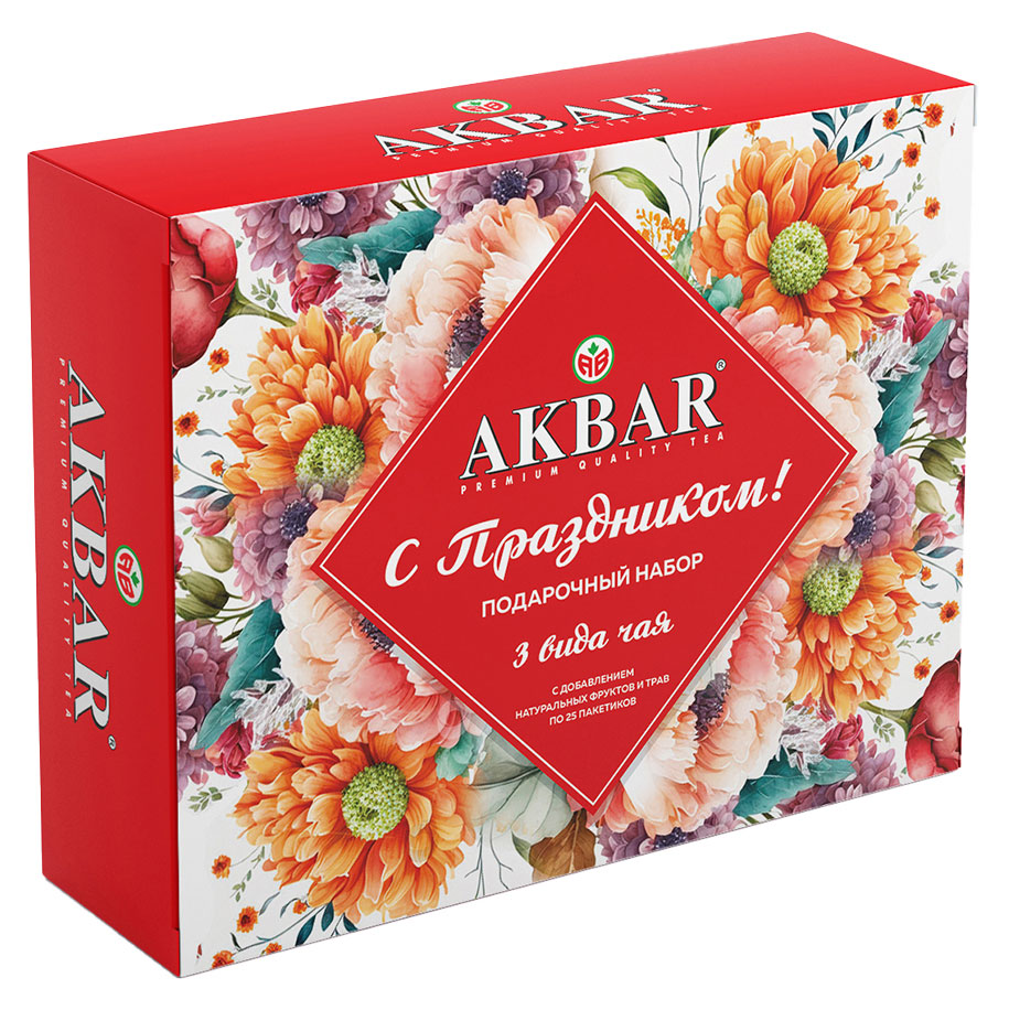 

Чайный набор AKBAR Ассорти 3 вкуса по 25 пакетиков, 75x1,5 г