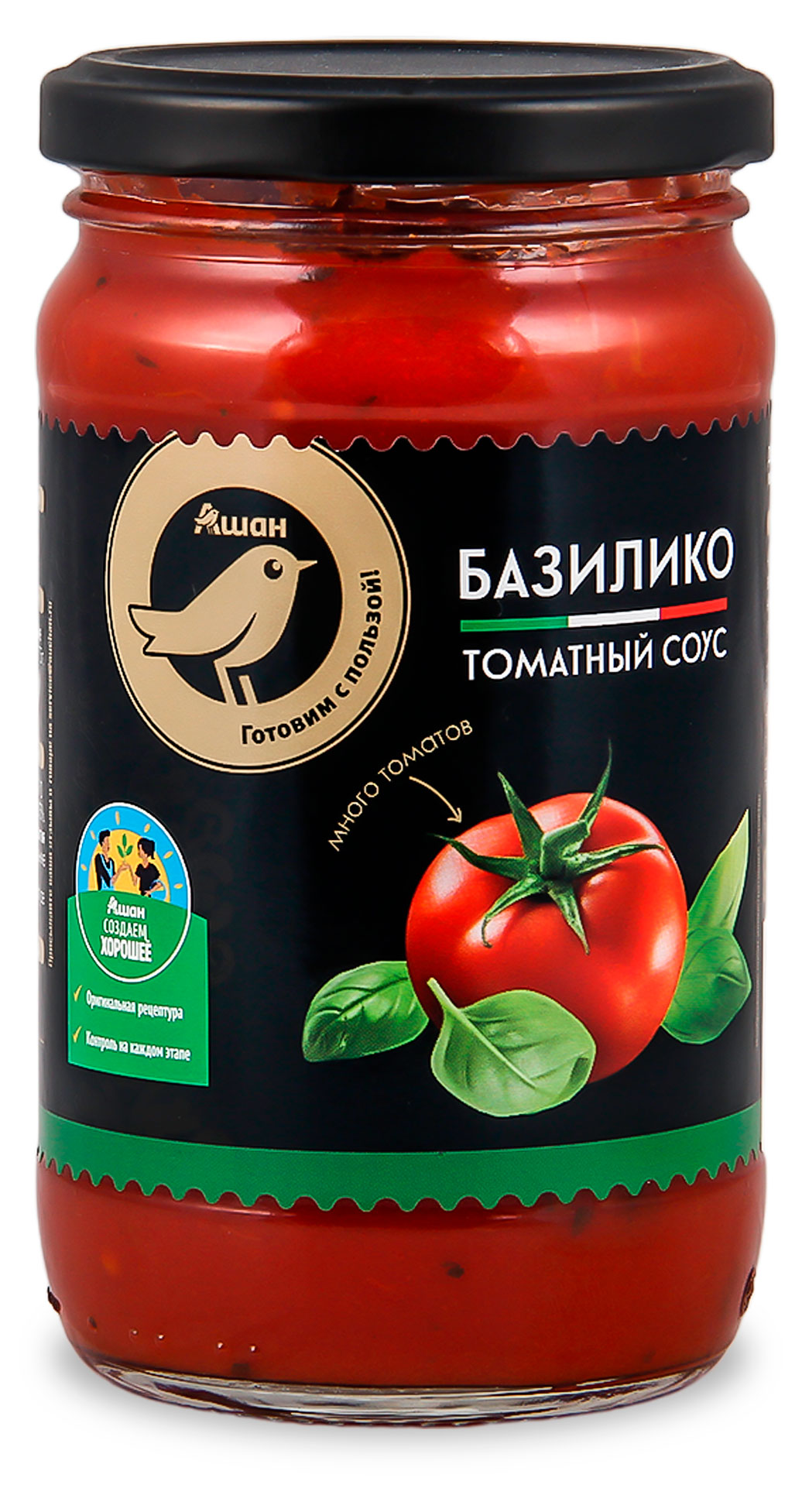 Изображение товара Соус томатный АШАН Золотая птица Базилико, 350 г
