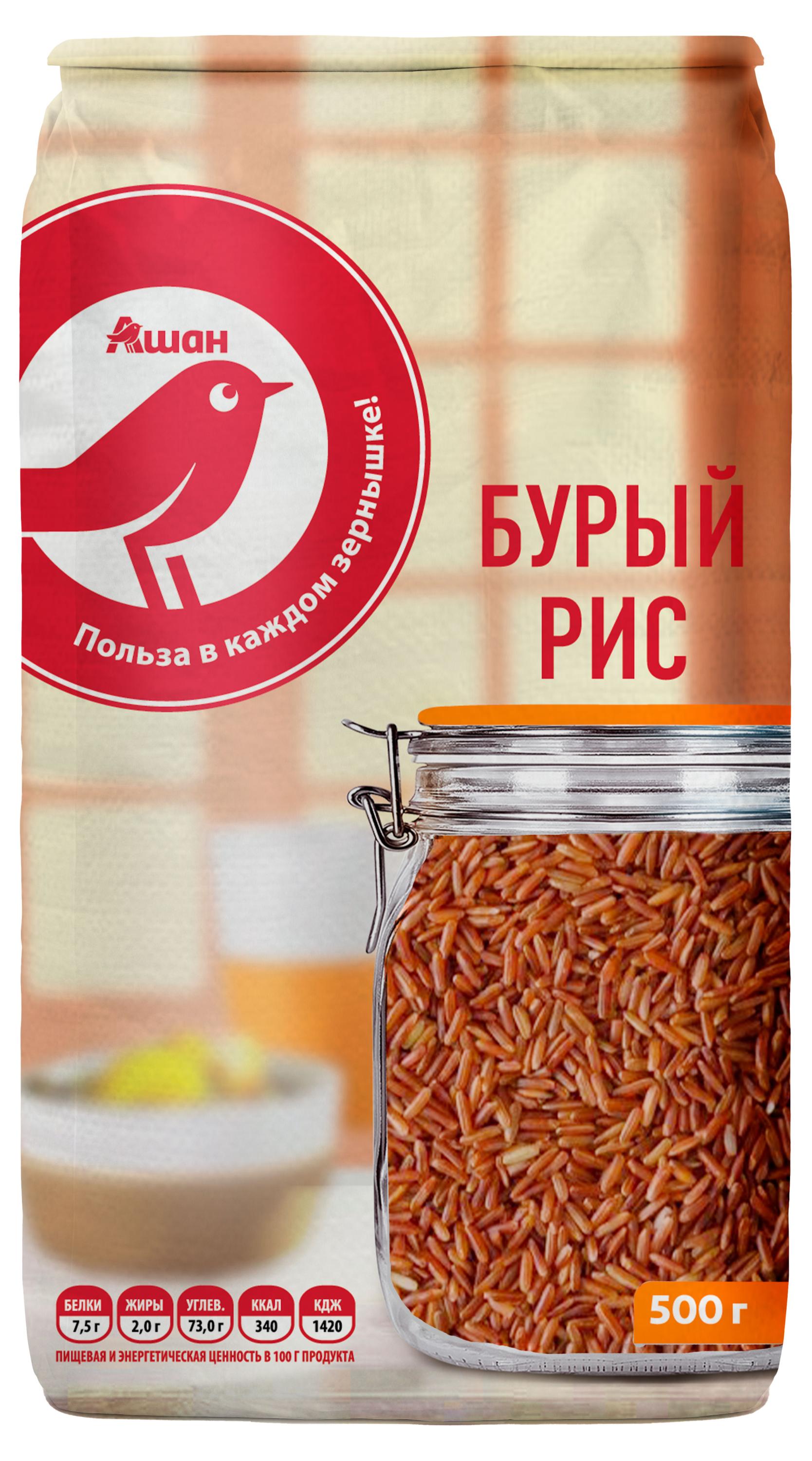 Изображение товара Рис бурый АШАН Красная птица, 500 г