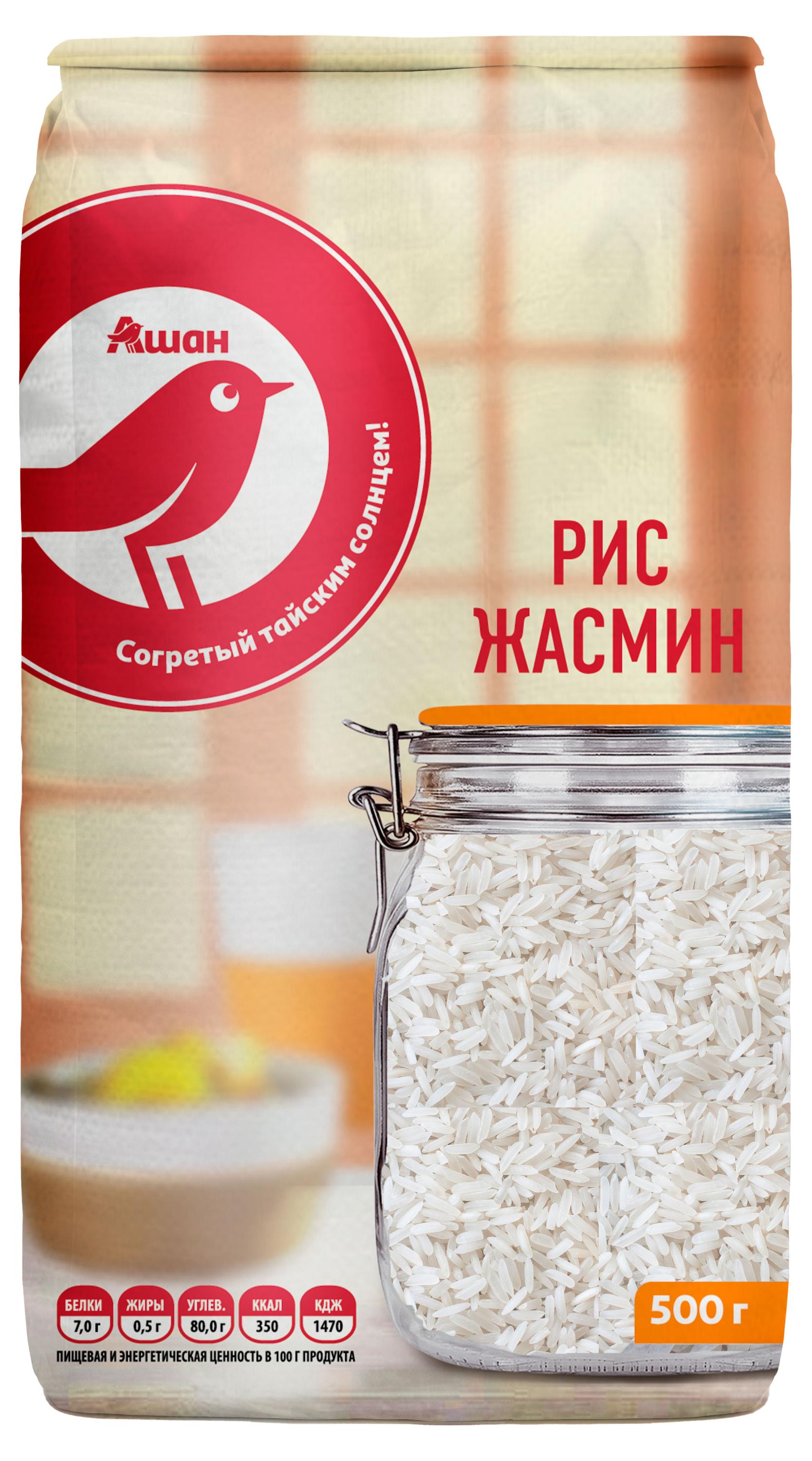 

Рис белый АШАН Красная птица Жасмин, 500 г