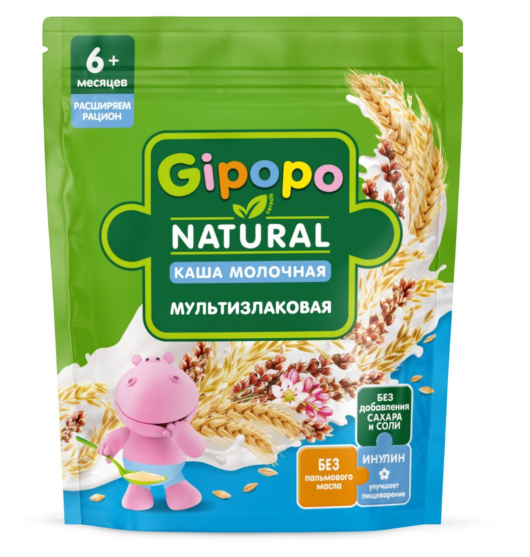 

Каша сухая молочная детская Gipopo мультизлаковая с 6 мес., 180 г