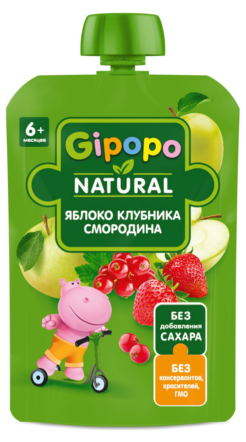 

Пюре Gipopo яблоко клубника красная смородина с 6 мес., 90 г