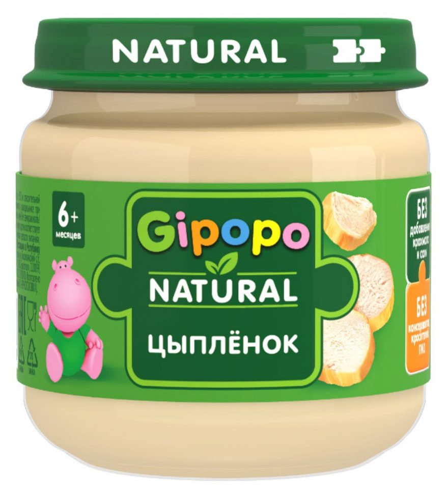 

Пюре детское Gipopo цыпленок с 6 мес., 80 г