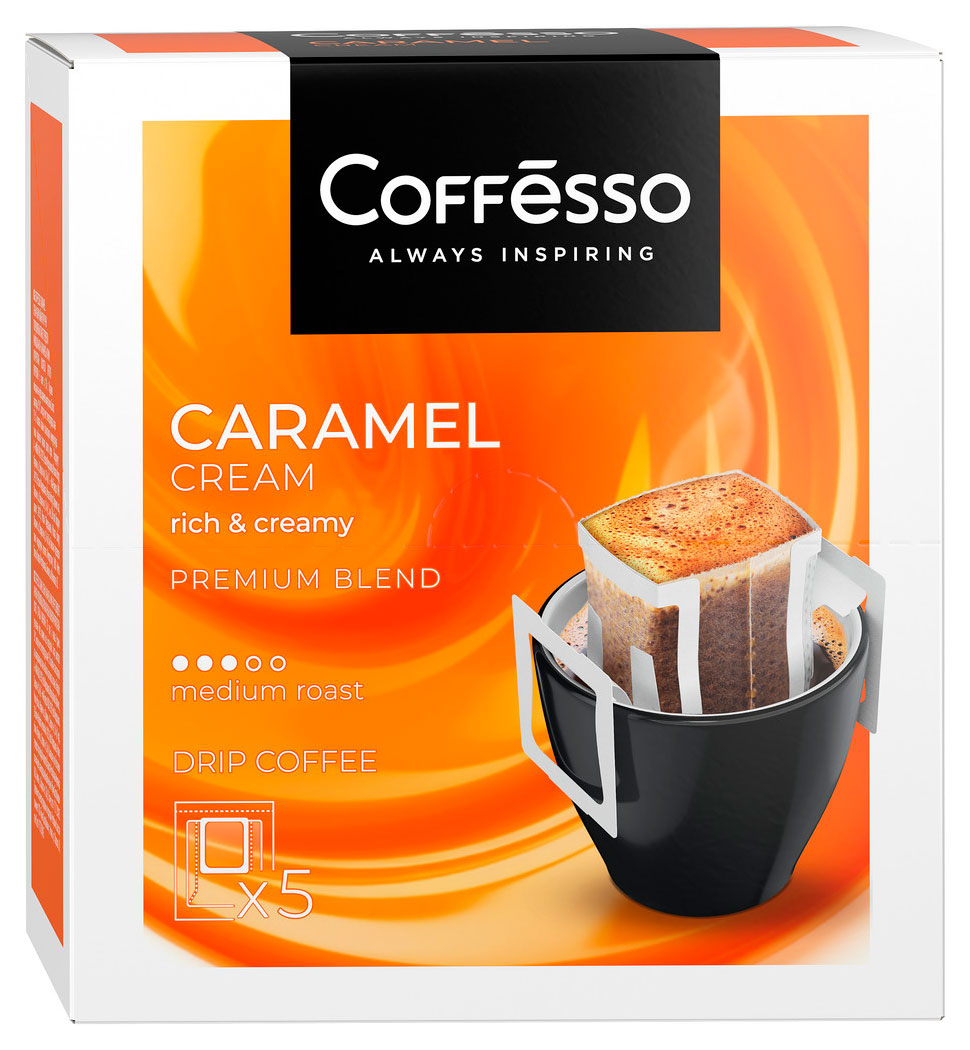 

Кофе в дрип-пакетах молотый Coffesso Caramel Cream, 5х10 г