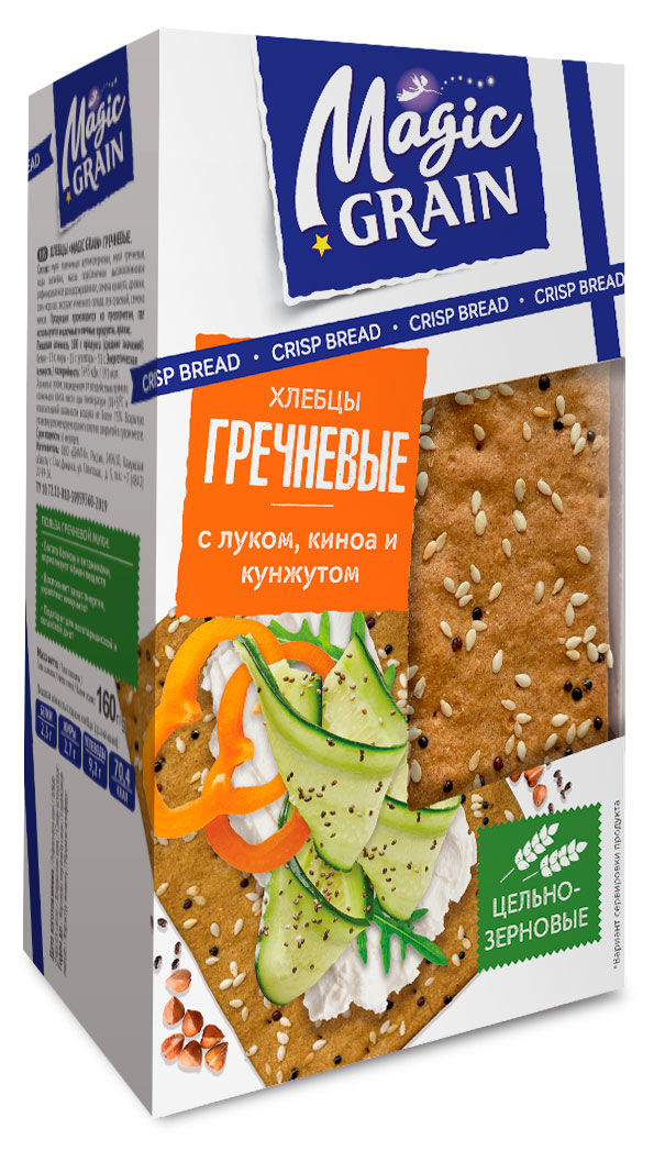 

Хлебцы Magic Grain Гречневые с луком киноа и кунжутом, 160 г