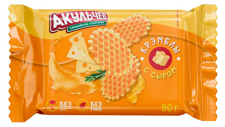

Печенье вафельное Акульчев крэмблы с сыром, 90 г
