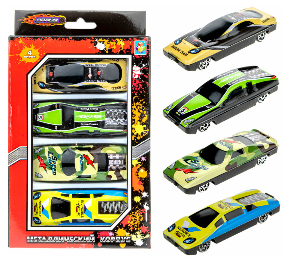 

Набор металлических машинок 1TOY Драйв, 4 шт
